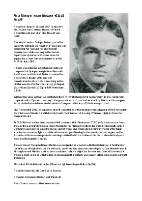 A preview of a PDF biography for Blewett, Richard Trevor